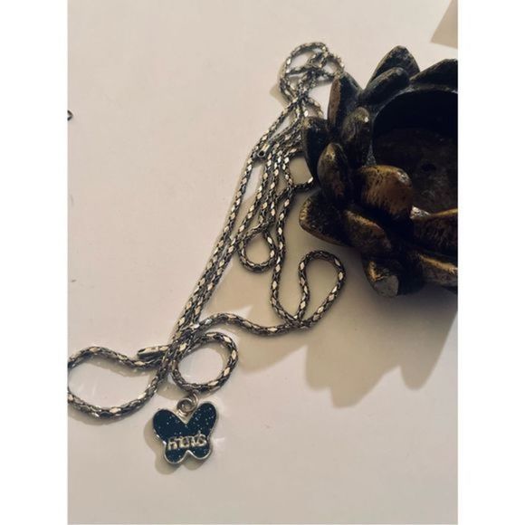 CUTE SPARKLE BLACK BUTTERFLY NECKLACE - Picture 2 of 5